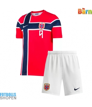Billiga Norge Erling Haaland #9 Hemmatröja Barn VM 2026 Kortärmad (+ Korta byxor)